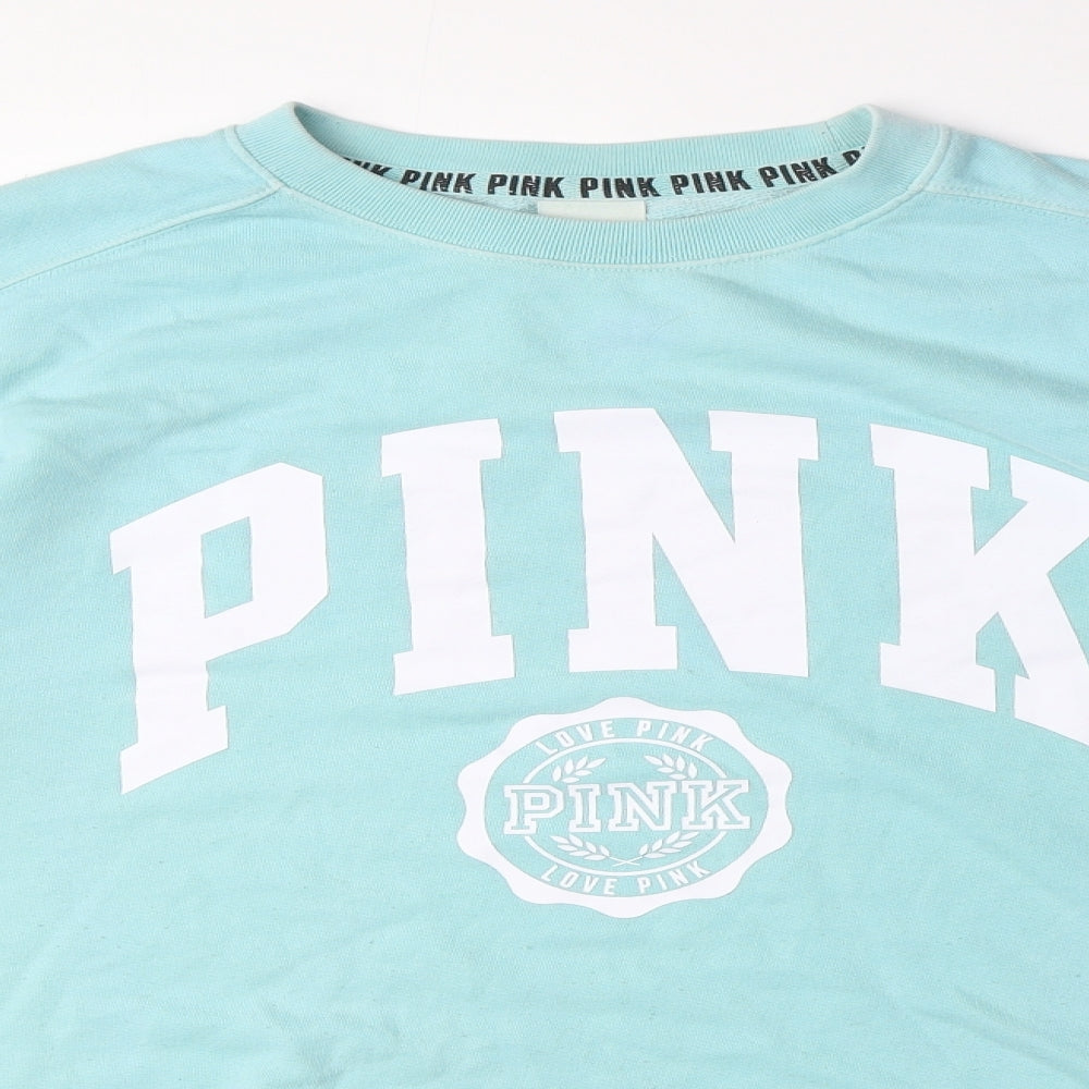 PINK Womens Blue Cotton Pullover Sweatshirt Size XS Pullover