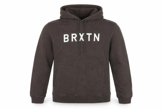 Brixton Mens Brown Cotton Pullover Hoodie Size S - Logo, Pocket, Drawstring