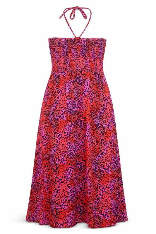 BHS Womens Multicoloured Animal Print Viscose Maxi Size M Halter Tie
