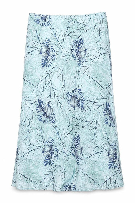 Cotswold Collections Womens Blue Geometric Linen A-Line Skirt Size 14 Zip