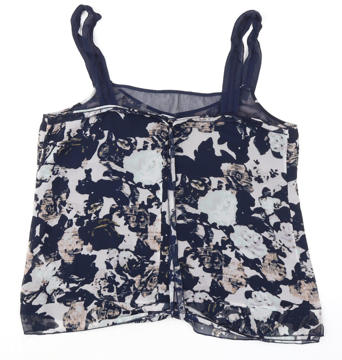 Gap Womens Blue Floral Polyester Camisole Tank Size XL Scoop Neck - Tie Back Detail