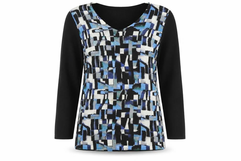 Paraphrase Womens Multicoloured V-Neck Geometric Wool Pullover Jumper Size 12