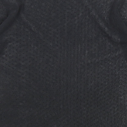 River Island Womens Black Polka Dot Polyester Basic T-Shirt Size 8 Mock Neck - Sheer