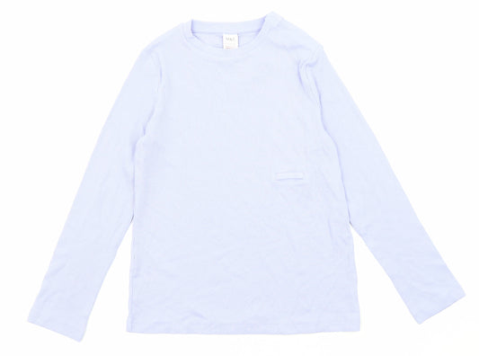 Marks and Spencer Girls Purple Cotton Basic T-Shirt Size 9-10 Years Round Neck Pullover