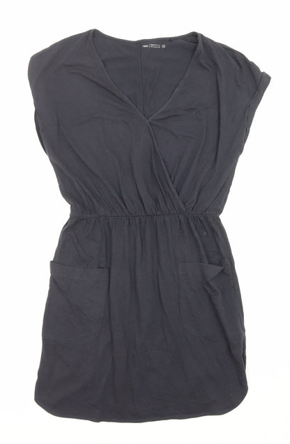 Next Womens Blue Cotton A-Line Size 12 V-Neck Pullover - Mark on front