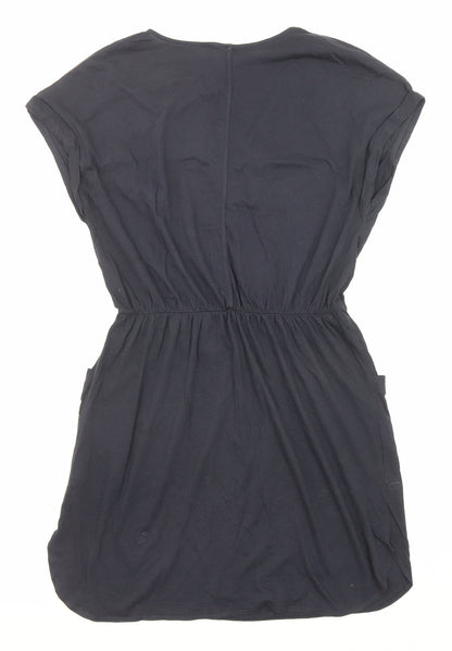 Next Womens Blue Cotton A-Line Size 12 V-Neck Pullover - Mark on front