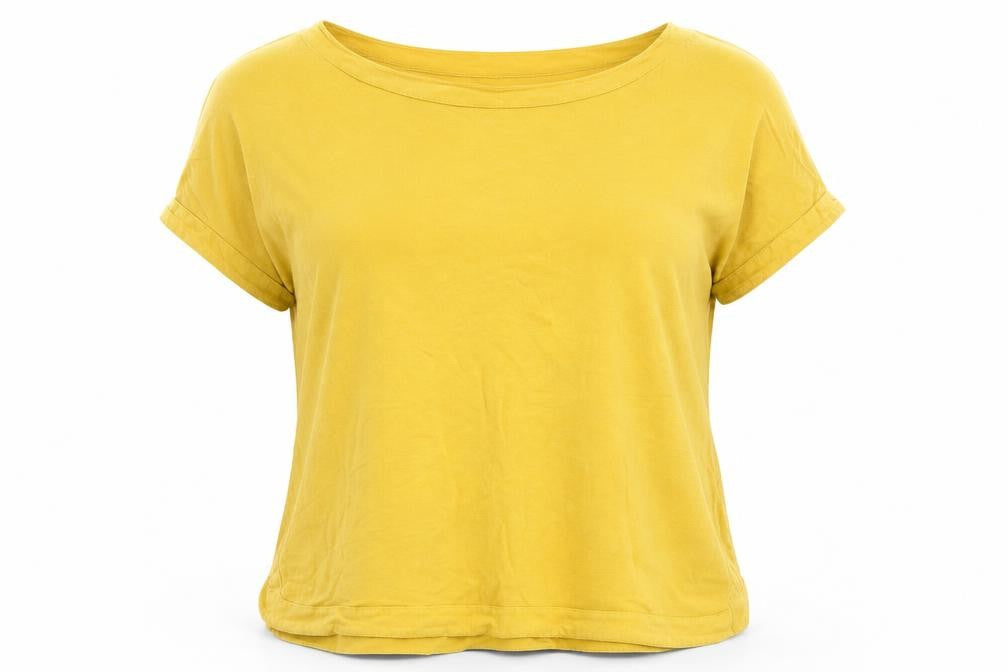H&M Womens Yellow Viscose Basic T-Shirt Size 4 Round Neck