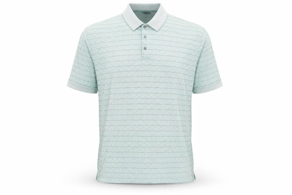 Grant Thomas Mens Green Striped Cotton Polo Size M Collared Button