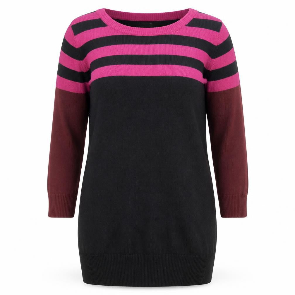 NEXT Womens Multicoloured Round Neck Cotton Pullover Jumper Size 10 - Colour Block Stripe