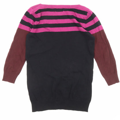 Next Womens Multicoloured Round Neck Cotton Pullover Jumper Size 10 - Colour Block Stripe