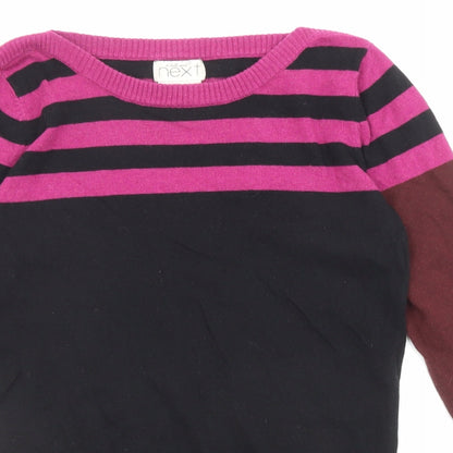Next Womens Multicoloured Round Neck Cotton Pullover Jumper Size 10 - Colour Block Stripe