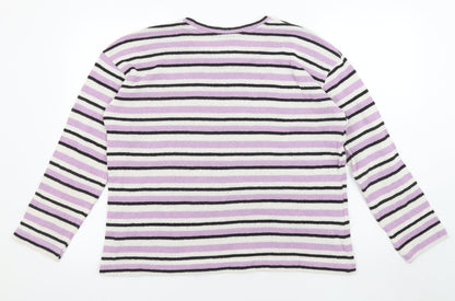 Zara Womens Multicoloured Round Neck Striped Polyester Pullover Jumper Size S