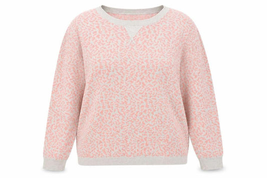 Oasis Womens Pink Round Neck Animal Print Cotton Pullover Jumper Size M