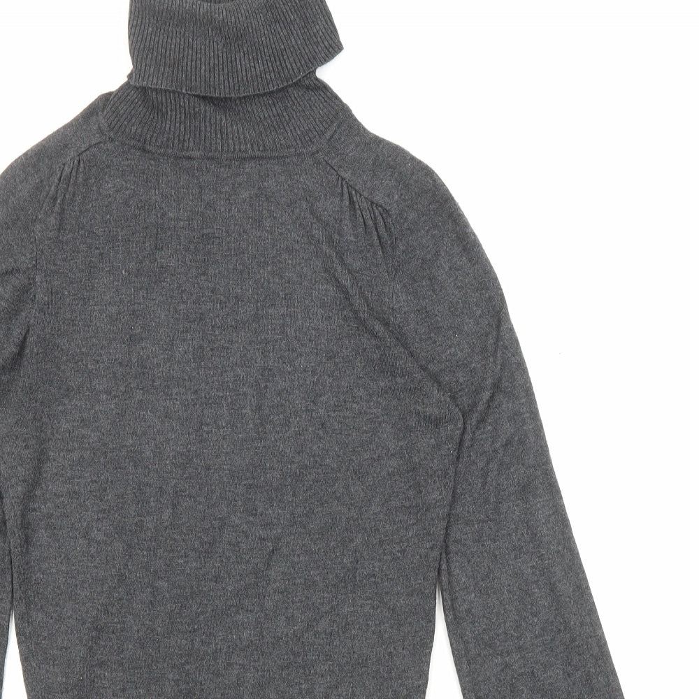 New Look Womens Grey Roll Neck Viscose Pullover Jumper Size 12