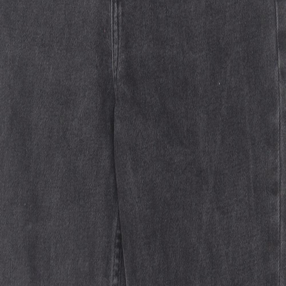 Denim & Co. Womens Grey Cotton Straight Jeans Size 6 L28 in Regular Zip