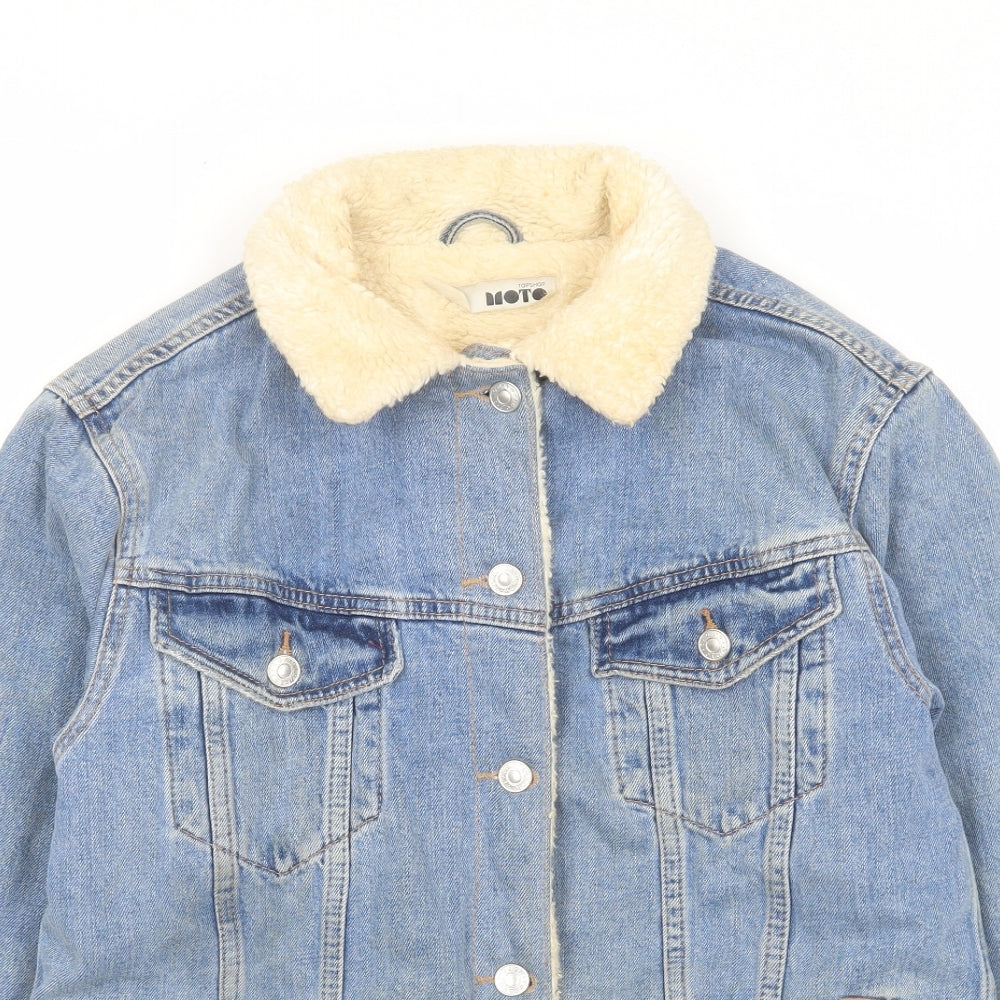 Topshop Womens Blue Jacket Size 6 Button