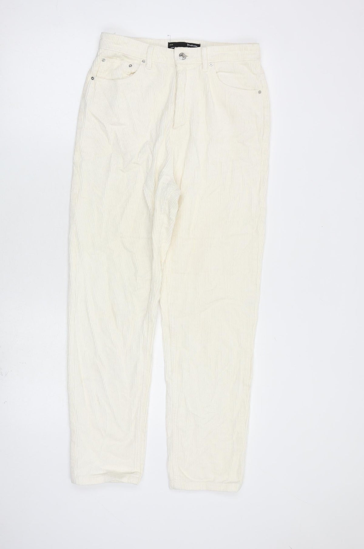 Stradivarius Womens Ivory Cotton Trousers Size 8 L27 in Regular Zip