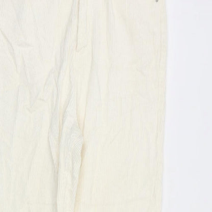 Stradivarius Womens Ivory Cotton Trousers Size 8 L27 in Regular Zip