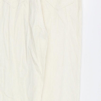 Stradivarius Womens Ivory Cotton Trousers Size 8 L27 in Regular Zip