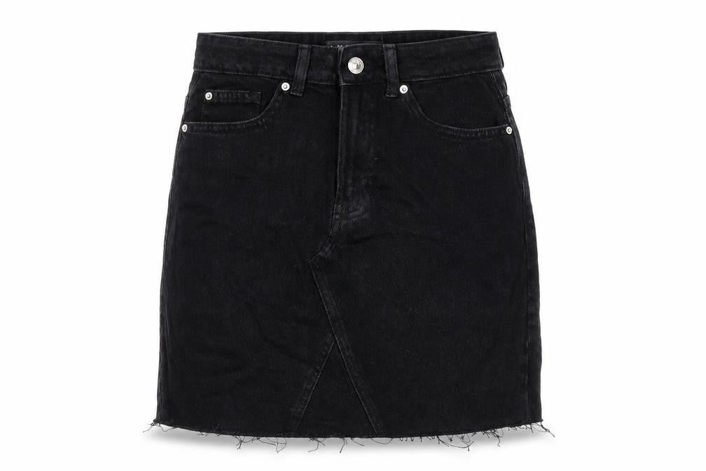 Denim & Co. Womens Black Cotton A-Line Skirt Size 8 Zip - Raw Hem