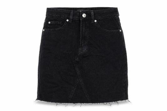Denim & Co. Womens Black Cotton A-Line Skirt Size 8 Zip - Raw Hem