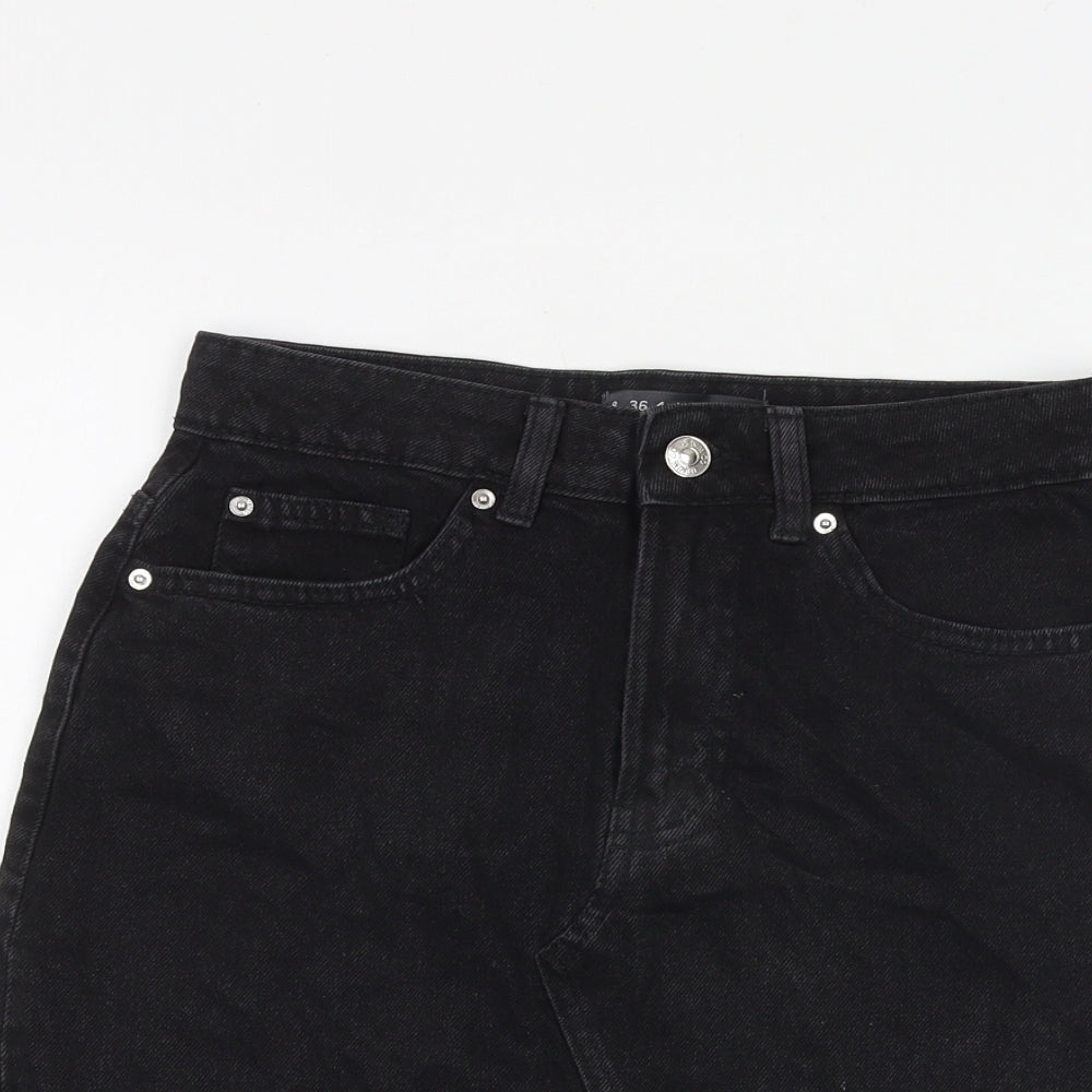 Denim & Co. Womens Black Cotton A-Line Skirt Size 8 Zip - Raw Hem