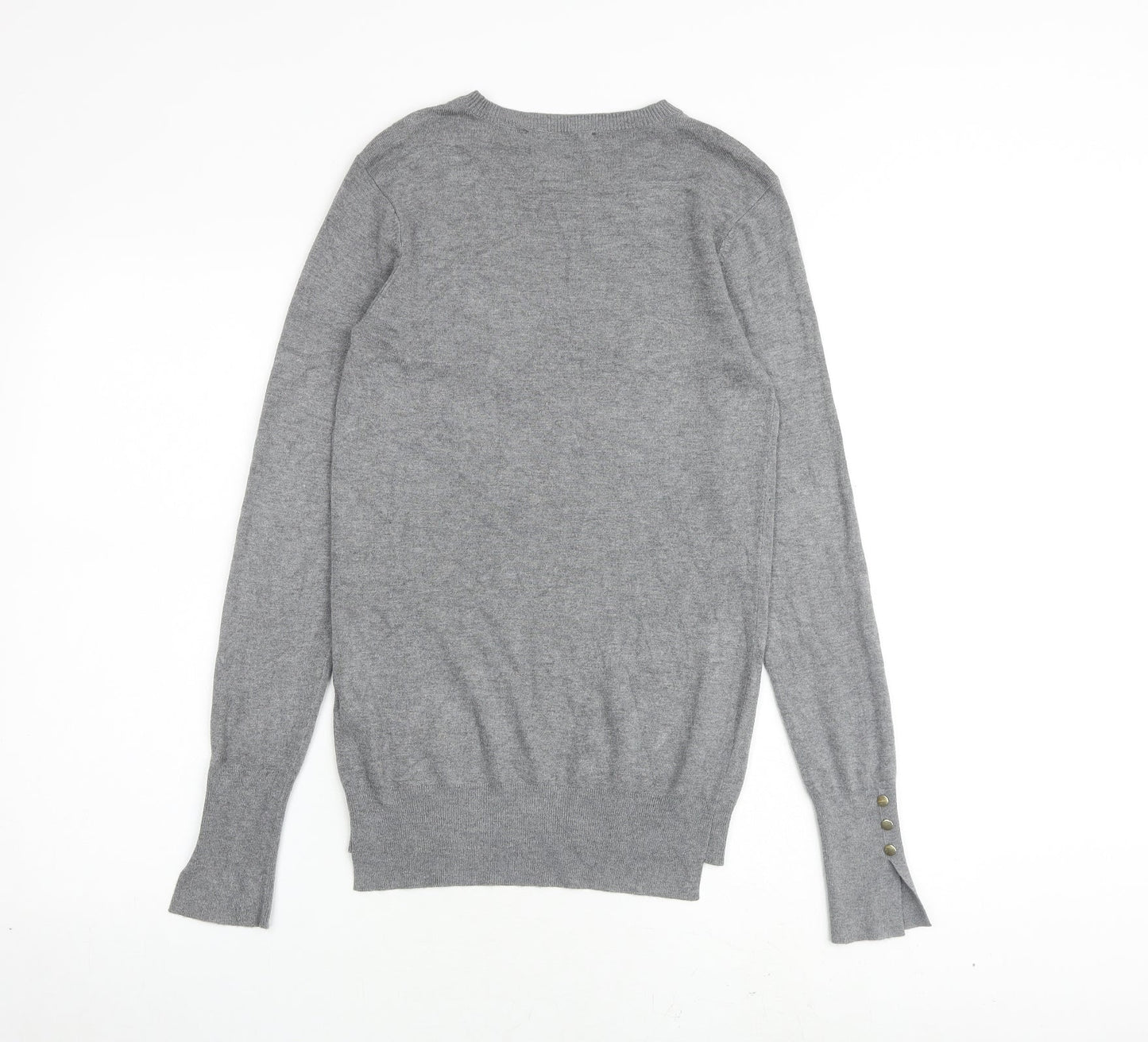 Zara Womens Grey Round Neck Viscose Pullover Jumper Size M