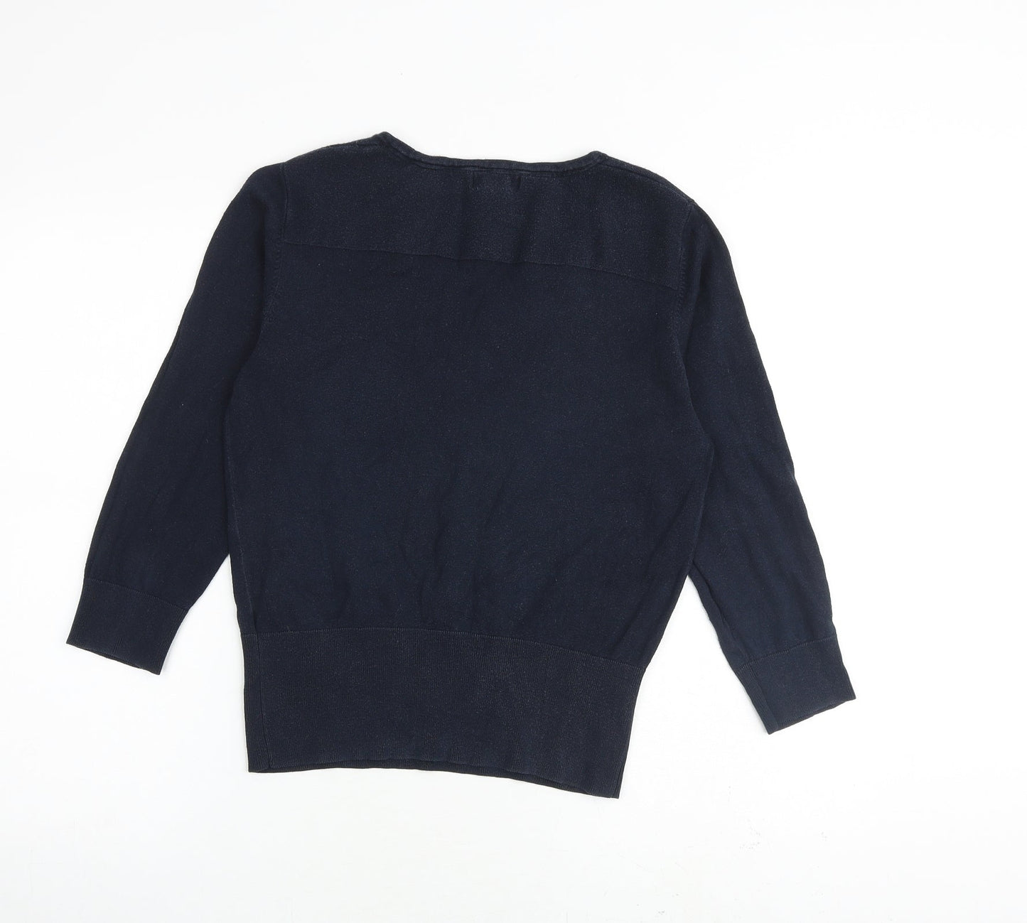 Monsoon Womens Blue V-Neck Cotton Pullover Jumper Size 12