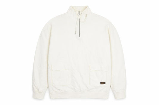 Topman Mens Ivory Cotton Pullover Sweatshirt Size M - Pockets 1/4 Zip Drawstring