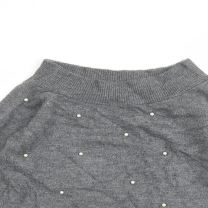 Next Womens Grey Boat Neck Acrylic Pullover Jumper Size 14 - Beaded