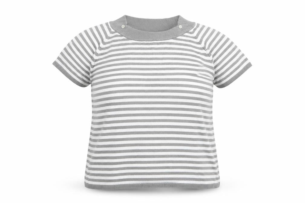 Olsen Womens Grey Round Neck Striped Viscose Pullover Jumper Size 18