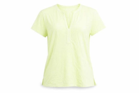 Liz Claiborne Womens Green Floral Cotton Basic T-Shirt Size L V-Neck