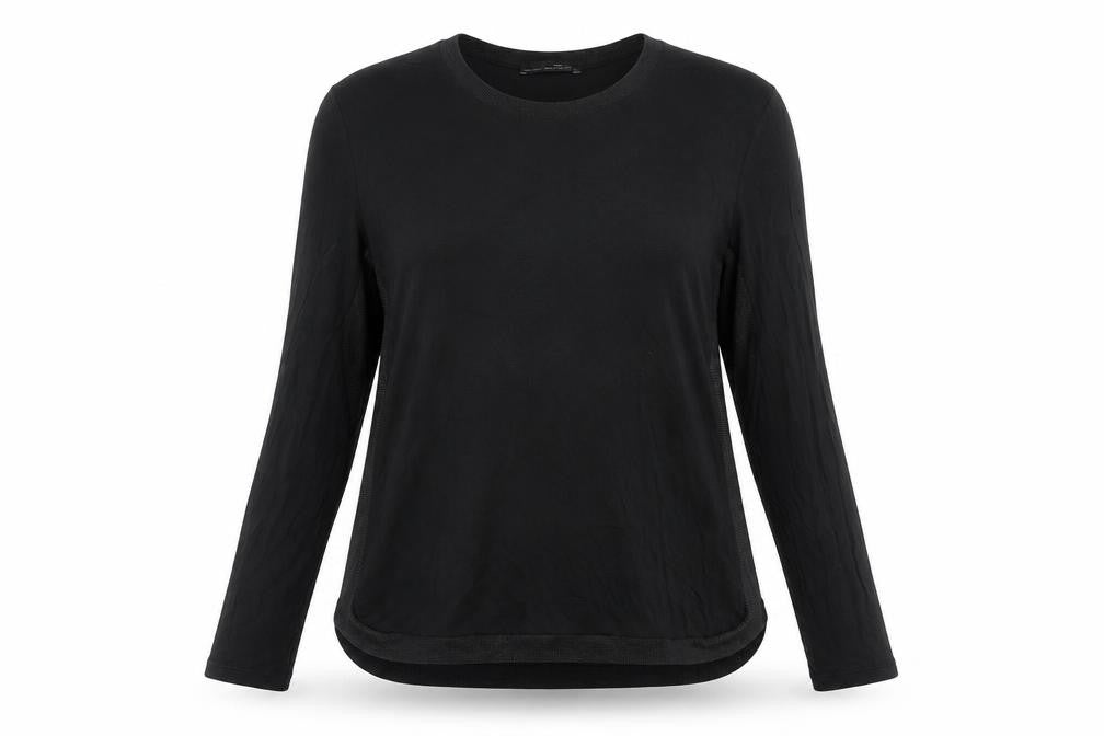 Zara Womens Black Polyester Basic Blouse Size M Round Neck - Mesh Panels