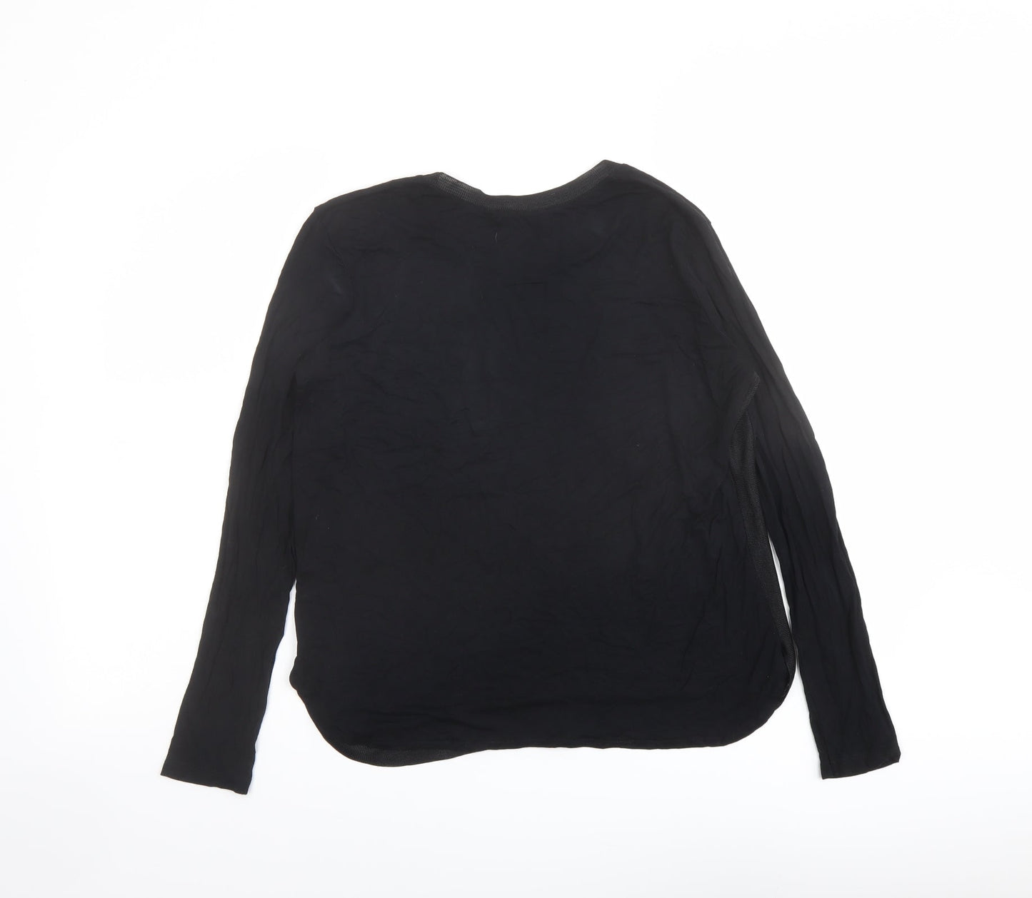 Zara Womens Black Polyester Basic Blouse Size M Round Neck - Mesh Panels
