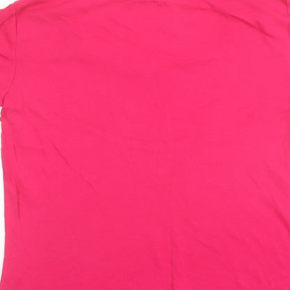 Bonmarché Womens Pink Cotton Basic T-Shirt Size M Square Neck