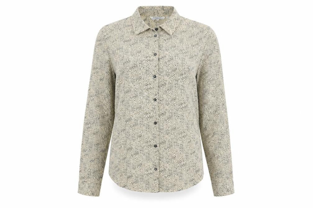 Brave Soul Womens Beige Geometric Polyester Basic Button-Up Size S Collared - Flecked Effect
