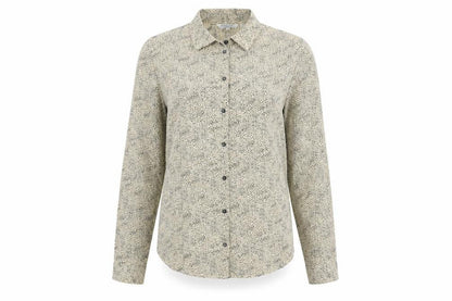 Brave Soul Womens Beige Geometric Polyester Basic Button-Up Size S Collared - Flecked Effect