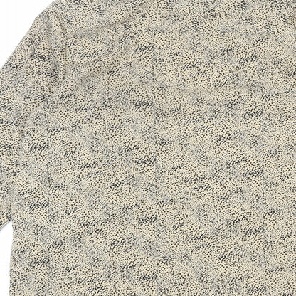 Brave Soul Womens Beige Geometric Polyester Basic Button-Up Size S Collared - Flecked Effect