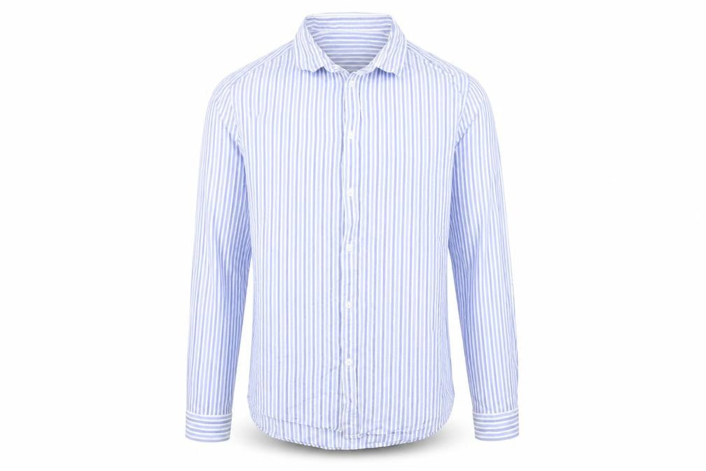 H&M Mens Blue Striped Cotton Button-Up Size XL Collared Button