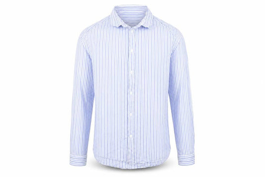 H&M Mens Blue Striped Cotton Button-Up Size XL Collared Button