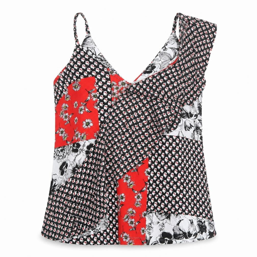 NEXT Womens Multicoloured Floral Viscose Basic Tank Size 12 V-Neck - Ruffles