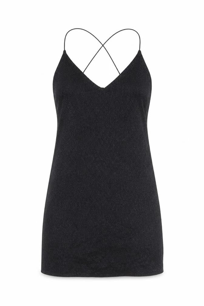 Sparkle & Fade Womens Black Polyester Slip Dress Size M V-Neck Pullover