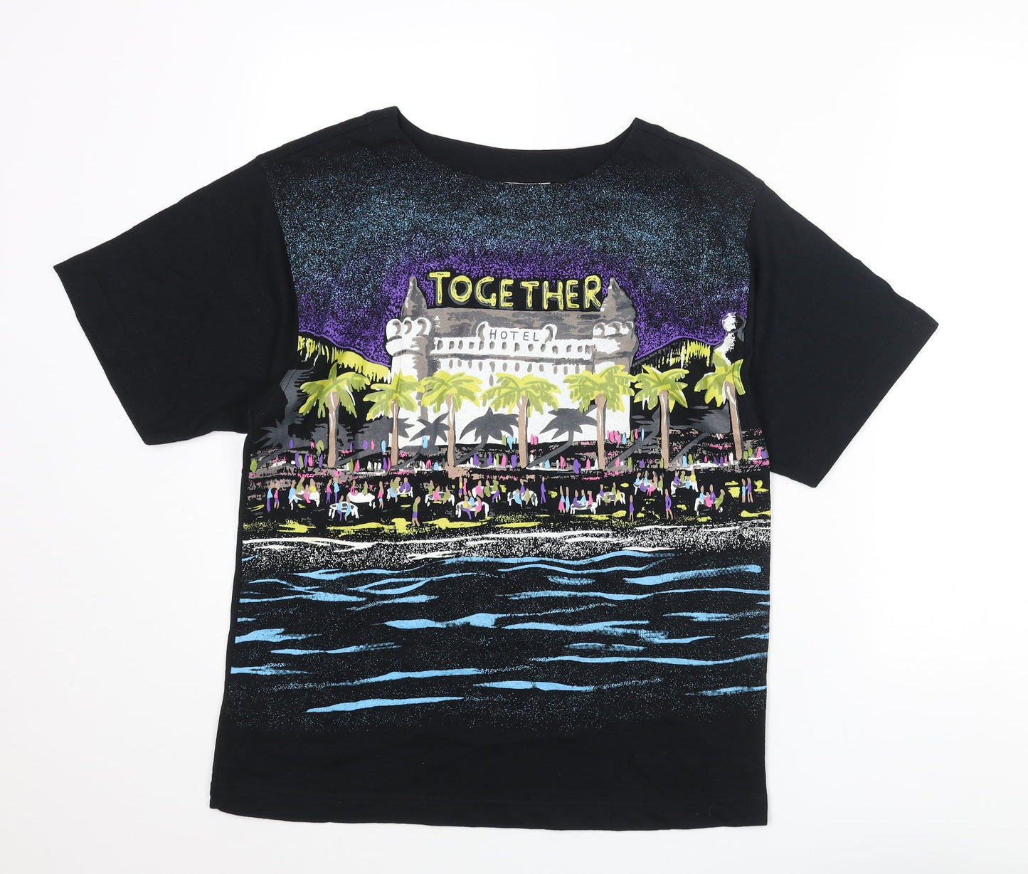 Together Womens Black Cotton Basic T-Shirt Size 8 Round Neck - Size 8-10, Together Hotel