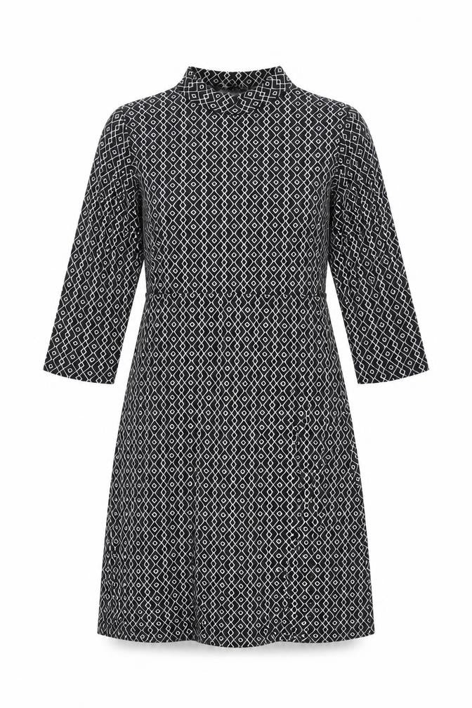 Zuiki Womens Black Geometric Polyester A-Line Size M Mock Neck Pullover