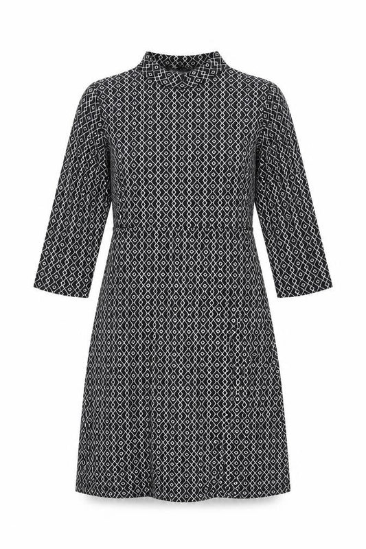 Zuiki Womens Black Geometric Polyester A-Line Size M Mock Neck Pullover