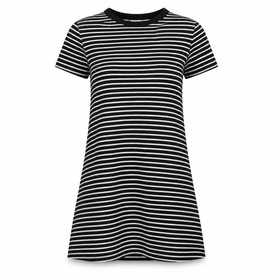 Divided by H&M Womens Black Striped Cotton T-Shirt Dress Size S Crew Neck Pullover
