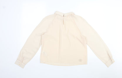 Back view of Red Herring women’s pink polyester basic blouse, size UK 10, collared