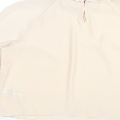 Brand and care label for Red Herring women’s pink polyester basic blouse, size UK 10, collared