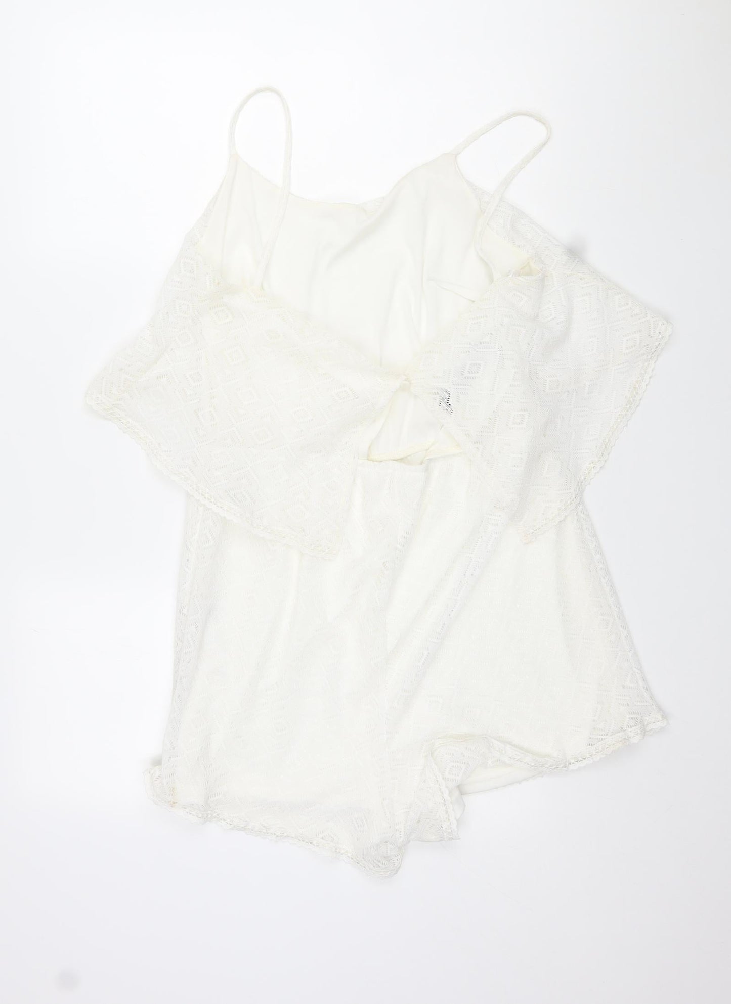 RT Womens Ivory Polyester Playsuit One-Piece Size 16 L3 in Button - Lace