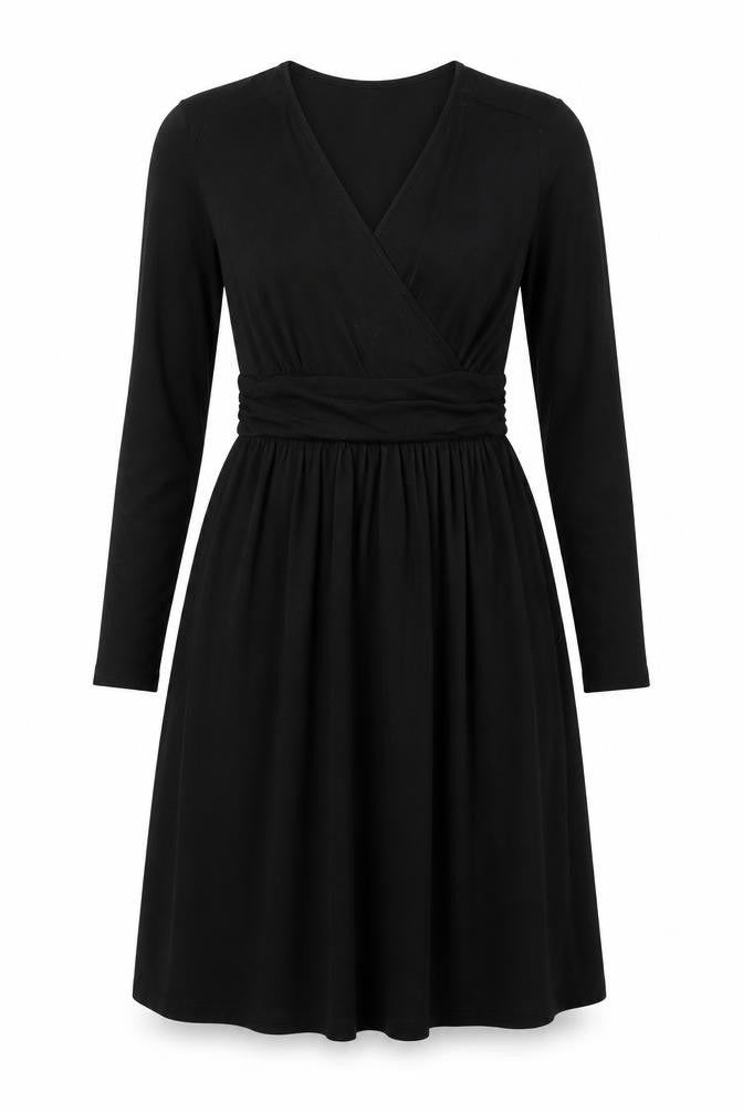 Grecerelle Womens Black Rayon A-Line Size M V-Neck Pullover